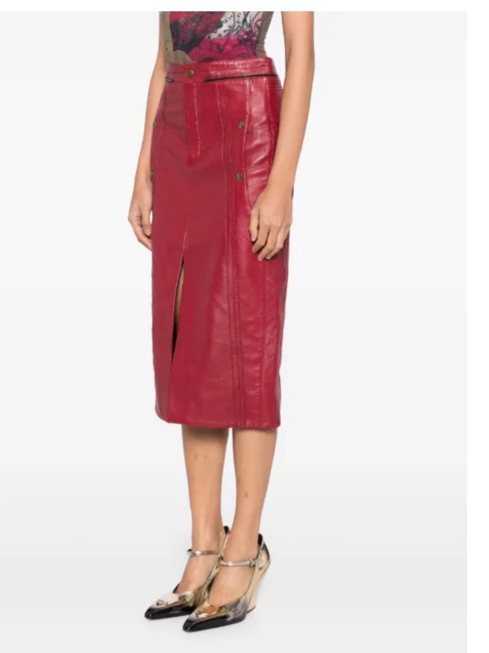Chloé Leather Pencil Skirt Leather Midi Skirt Size 10